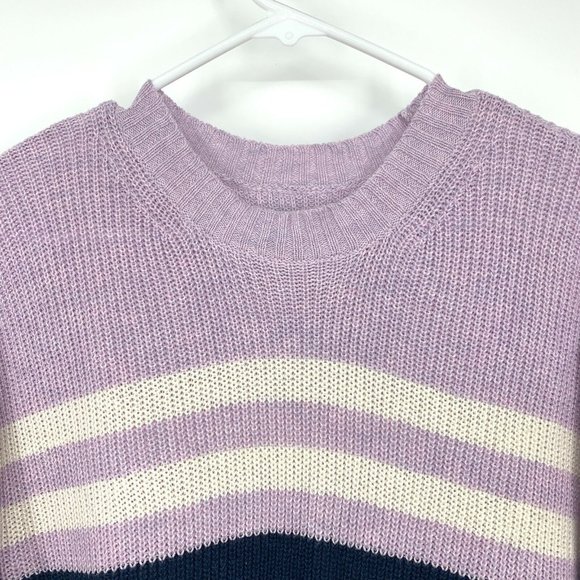 American Eagle Sweater Purple Blue Colorblock Stripe Pullover Knit - Picture 3 of 9
